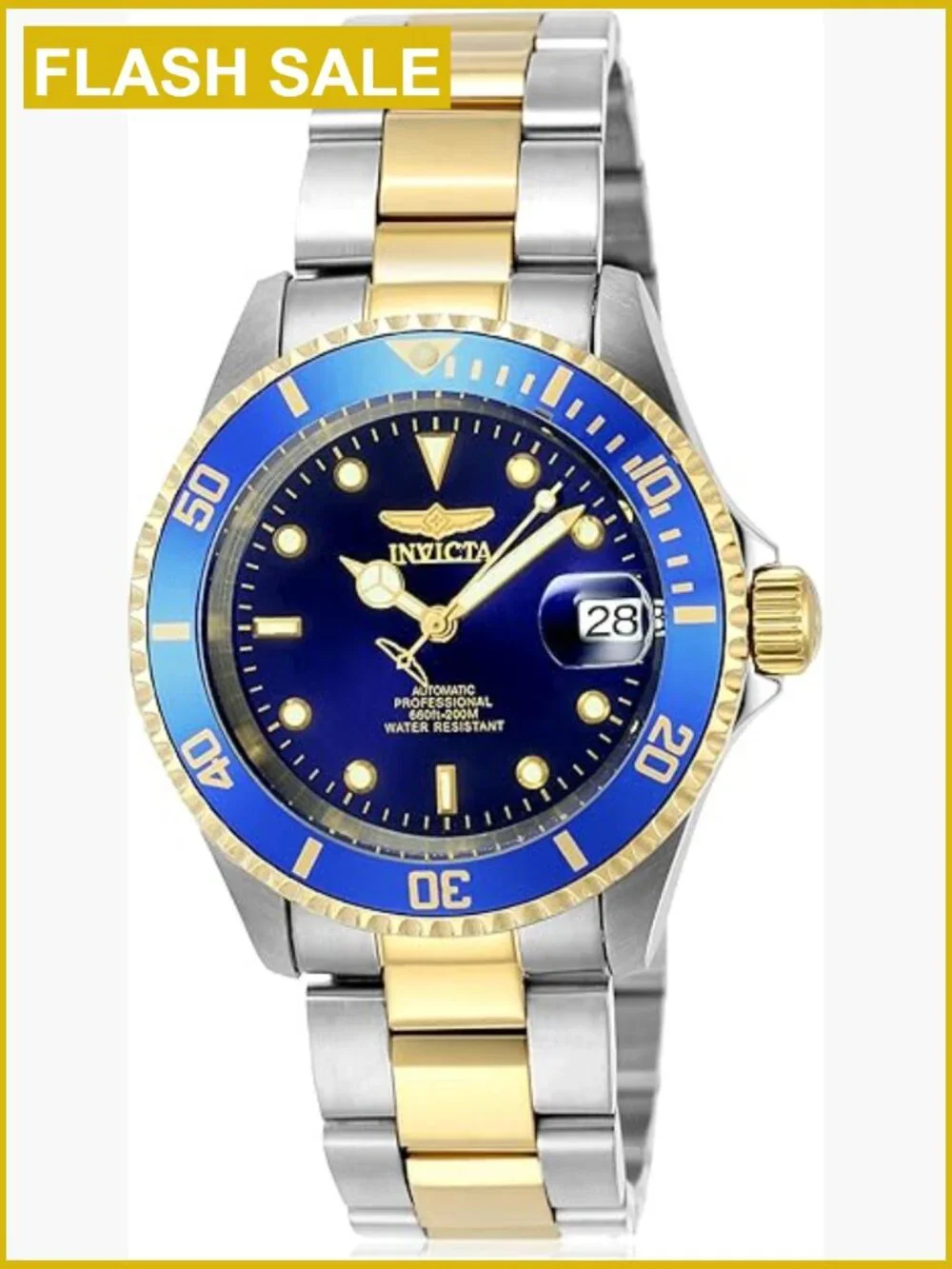 Men's Automatic Dive Watch 40mm Gold Stainless Chrono Date
